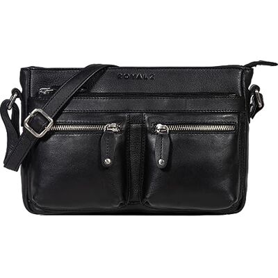 ROYALZ Dakota Vintage schoudertas voor dames van elegant echt leer, zwart., Vintage stijl ROYALZ Dakota Vintage schoudertas voor dames van elegant echt leer, zwart., Vintage stijl