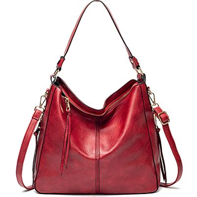 FANDARE Dames Handtas Schoudertas PU Leer Meisje Schoudertas Draagtas Grote Tas Strandtassen Boodschappentas Reizen Multifunctionele Messenger Bag, Rood FANDARE Dames Handtas Schoudertas PU Leer Meisje Schoudertas Draagtas Grote Tas Strandtassen Boodschappentas Reizen Multifunctionele Messenger Bag, Rood