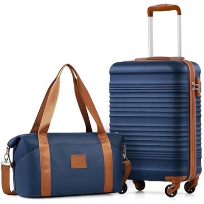 Coolife Handbagage 55 x 35 x 20 cm voor luchtvaartmaatschappijen Ryanair lichte handbagage met TSA-slot en 4 zwenkwielen, Blauw-bruin, Klassiek Coolife Handbagage 55 x 35 x 20 cm voor luchtvaartmaatschappijen Ryanair lichte handbagage met TSA-slot en 4 zwenkwielen, Blauw-bruin, Klassiek