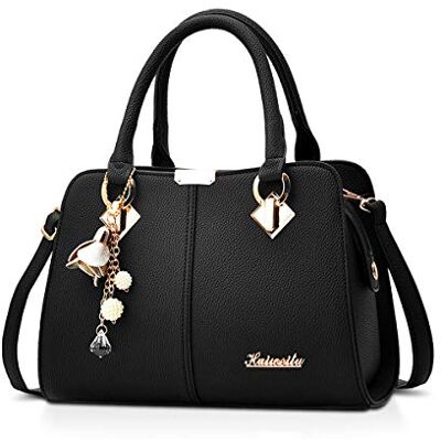 NICOLE & DORIS Handtas voor dames, modieus, handtassen, schoudertassen, elegant, schoudertas, PU-leer, boodschappentas, tas, voor shopper, feest, dagelijks gebruik, zwart, L, chic NICOLE & DORIS Handtas voor dames, modieus, handtassen, schoudertassen, elegant, schoudertas, PU-leer, boodschappentas, tas, voor shopper, feest, dagelijks gebruik, zwart, L, chic