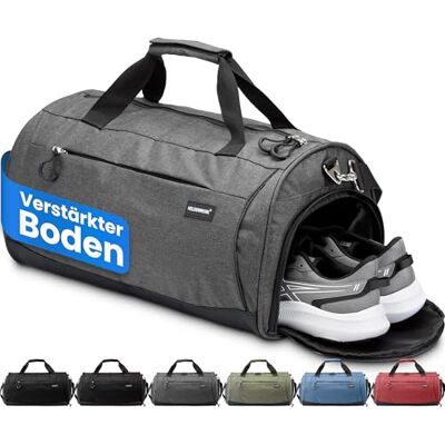 Heldenwerk ® Sporttas met schoenenvak en nat vak, trainingstas voor dames en heren, ideaal als reistas, fitnesstas, trainingstas of sporttas, Grijs_a, Sporttas met schouderriem Heldenwerk ® Sporttas met schoenenvak en nat vak, trainingstas voor dames en heren, ideaal als reistas, fitnesstas, trainingstas of sporttas, Grijs_a, Sporttas met schouderriem