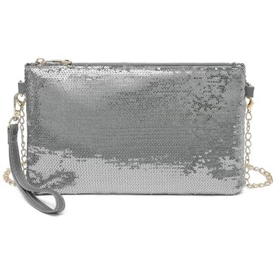 Miss Lulu Modieuze mini-clutch met pailletten voor dames, schoudertas voor bruiloft, afspraken en verschillende gelegenheden, zilver S Miss Lulu Modieuze mini-clutch met pailletten voor dames, schoudertas voor bruiloft, afspraken en verschillende gelegenheden, zilver S