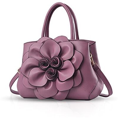 NICOLE & DORIS Trendy Dames Schoudertas Handtas Schoudertas Bloem Patroon, Paars, M M NICOLE & DORIS Trendy Dames Schoudertas Handtas Schoudertas Bloem Patroon, Paars, M M
