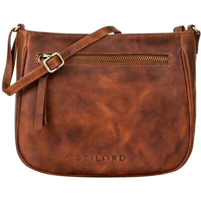 STILORD 'Samira' Schoudertas voor dames, leer, handtas, bruin, vintage, kleine schoudertas, voor uitstapjes, feesten, winkelen, echt leer, Porto Cognac, Schooltas STILORD 'Samira' Schoudertas voor dames, leer, handtas, bruin, vintage, kleine schoudertas, voor uitstapjes, feesten, winkelen, echt leer, Porto Cognac, Schooltas