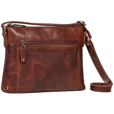 STILORD Wanda Kleine handtas van leer voor dames, schoudertas, elegant, voor stad, evenement, vintage, crossbody tas, echt leer, kleur: porto cognac, Porto cognac, M, Schoudertas STILORD Wanda Kleine handtas van leer voor dames, schoudertas, elegant, voor stad, evenement, vintage, crossbody tas, echt leer, kleur: porto cognac, Porto cognac, M, Schoudertas