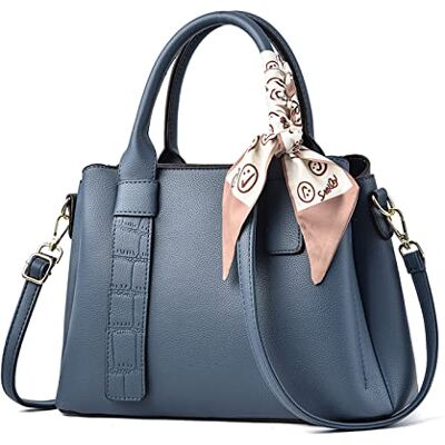 NICOLE & DORIS Mode Tas Lichtgewicht Schoudertas PU Lederen Schoudertas Lange Riem Blauw, L, Elegant NICOLE & DORIS Mode Tas Lichtgewicht Schoudertas PU Lederen Schoudertas Lange Riem Blauw, L, Elegant