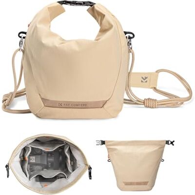 K&F CONCEPT fototas, modieuze schoudertas, lichte en draagbare fototas, ideaal voor kleine tassen met hybride camera's, beige K&F CONCEPT fototas, modieuze schoudertas, lichte en draagbare fototas, ideaal voor kleine tassen met hybride camera's, beige