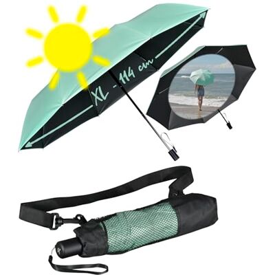 iX-brella XXL zakparaplu met schoudertas, Mint Black UV-bescherming en hittebescherming, Zakparaplu XXL iX-brella XXL zakparaplu met schoudertas, Mint Black UV-bescherming en hittebescherming, Zakparaplu XXL