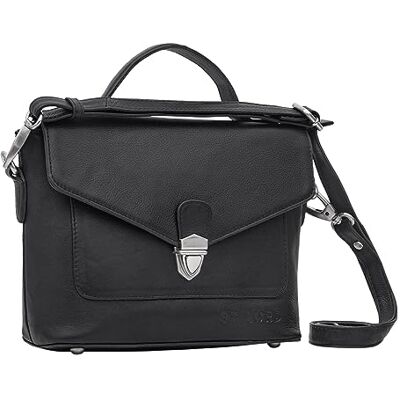 STILORD 'Fallon' Vintage handtas van leer, elegante schoudertas voor dames, tas met afneembare riem, vrije tijd, feest, 9,7 inch, echt leer, zwart, M, schooltas, zwart., Schooltas STILORD 'Fallon' Vintage handtas van leer, elegante schoudertas voor dames, tas met afneembare riem, vrije tijd, feest, 9,7 inch, echt leer, zwart, M, schooltas, zwart., Schooltas