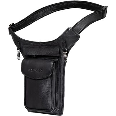 STILORD "Frankie" Heuptas van leer, vintage, elegant, kruistas, echt leer, voor heren en dames, crossbody tas voor sport, reizen, werk, festival, kleur: zwart STILORD "Frankie" Heuptas van leer, vintage, elegant, kruistas, echt leer, voor heren en dames, crossbody tas voor sport, reizen, werk, festival, kleur: zwart
