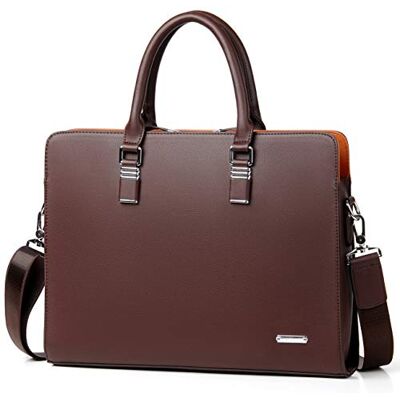 FSD.WG Zakelijke tas voor heren, waterdicht, leer, voor werk, school, reizen, afneembaar, bruin, L, klassiek, klassiek FSD.WG Zakelijke tas voor heren, waterdicht, leer, voor werk, school, reizen, afneembaar, bruin, L, klassiek, klassiek