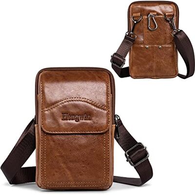 Hengwin Riemclip voor heren, schoudertas van echt leer, kleine telefoontas, heuptas voor werkgeld, reistas Hengwin Riemclip voor heren, schoudertas van echt leer, kleine telefoontas, heuptas voor werkgeld, reistas