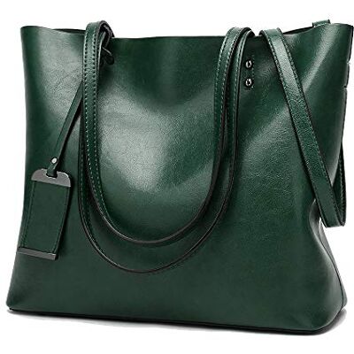 Coolives Tote Boodschappentas van PU-leer voor dames, verticaal, schoudertassen met schouderriem, groen, één maat, boodschappentas Coolives Tote Boodschappentas van PU-leer voor dames, verticaal, schoudertassen met schouderriem, groen, één maat, boodschappentas