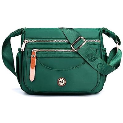 FANDARE Ultralichte schoudertas voor dames met brede verstelbare riem en schoudertas voor outdoor, training, reizen, winkelen, dagelijks gebruik, groen, L, retro FANDARE Ultralichte schoudertas voor dames met brede verstelbare riem en schoudertas voor outdoor, training, reizen, winkelen, dagelijks gebruik, groen, L, retro