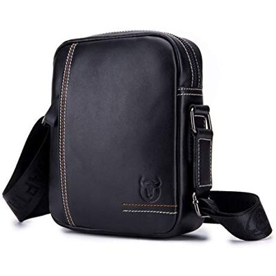 BULLCAPTAIN HARMILIY Herentas, schoudertas, schoudertas, handtas, heren, tas, schooltas, leer, crossbody, reistas, schoudertas, van leer, zwart, M, zwart., Schouderriem BULLCAPTAIN HARMILIY Herentas, schoudertas, schoudertas, handtas, heren, tas, schooltas, leer, crossbody, reistas, schoudertas, van leer, zwart, M, zwart., Schouderriem