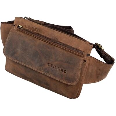 STILORD "Atlanta" Vintage riemtas, leer, verstelbare heuptas, ideaal voor sport, reizen, tas voor heren en dames, kleur: zadel bruin, calais bruin, S, Retro STILORD "Atlanta" Vintage riemtas, leer, verstelbare heuptas, ideaal voor sport, reizen, tas voor heren en dames, kleur: zadel bruin, calais bruin, S, Retro