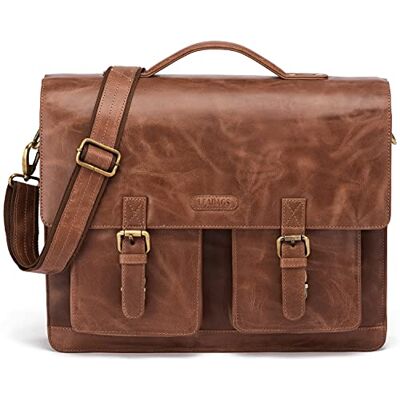 LEABAGS Laptoptas van echt leer voor laptop tot 15 inch Schouderriem met schouderriem Boodschapper Werk Leraren, Cognac Vintage M LEABAGS Laptoptas van echt leer voor laptop tot 15 inch Schouderriem met schouderriem Boodschapper Werk Leraren, Cognac Vintage M