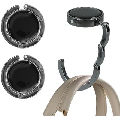 kwmobile 2 handtashouders voor tafel, gadget, handtas voor tafel, kantoor, metalen haakhouder, opvouwbaar, zilverkleurig, donkere leisteen, Minimalistisch kwmobile 2 handtashouders voor tafel, gadget, handtas voor tafel, kantoor, metalen haakhouder, opvouwbaar, zilverkleurig, donkere leisteen, Minimalistisch