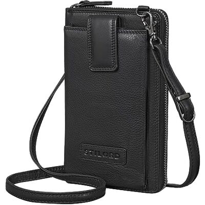STILORD 'Nelly' mobiele telefoontas voor dames, leer, kleine schoudertas voor telefoon met portemonnee, crossbody bag, vintage handtas, zwart., S, Schoudertas STILORD 'Nelly' mobiele telefoontas voor dames, leer, kleine schoudertas voor telefoon met portemonnee, crossbody bag, vintage handtas, zwart., S, Schoudertas