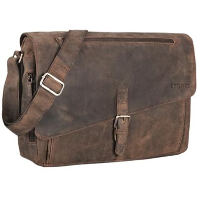 STILORD "Merlin" Laptoptas van leer, XL, voor dames en heren, vintage, schoudertas, handdoek, student, leraar, schoudertas, kleur: cognac bruin, Colorado Bruin, L, Schoudertas STILORD "Merlin" Laptoptas van leer, XL, voor dames en heren, vintage, schoudertas, handdoek, student, leraar, schoudertas, kleur: cognac bruin, Colorado Bruin, L, Schoudertas