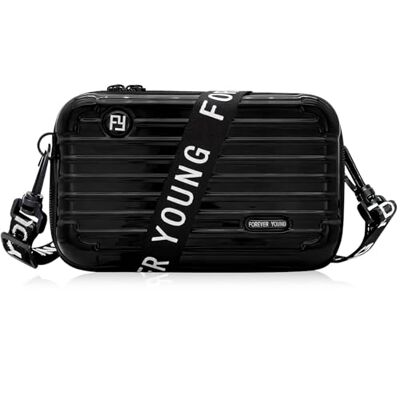 GIUSOBG Schoudertas voor dames, 18 x 11 x 6 cm, kleine schoudertas van pvc in de vorm van een koffer voor smartphone, sleutels, tas voor mobiele telefoon, dames, met verstelbare schouderriem, zwart, 18 x 11 cm 18*11*6 cm GIUSOBG Schoudertas voor dames, 18 x 11 x 6 cm, kleine schoudertas van pvc in de vorm van een koffer voor smartphone, sleutels, tas voor mobiele telefoon, dames, met verstelbare schouderriem, zwart, 18 x 11 cm 18*11*6 cm