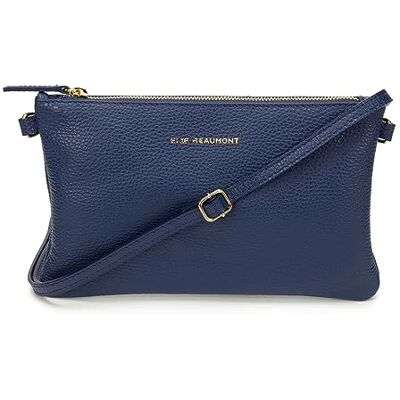 Elie Beaumont Poutch Clutch tas van echt leer met afneembare leren riemen, 25 x 15 x 1,5 cm, Navy Blauw Elie Beaumont Poutch Clutch tas van echt leer met afneembare leren riemen, 25 x 15 x 1,5 cm, Navy Blauw