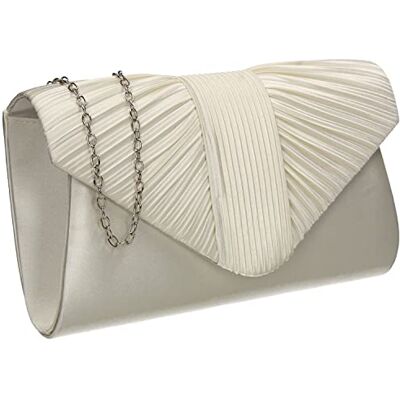 SwankySwans Sophie satijnen clutch voor dames, Ivoor Taille unique SwankySwans Sophie satijnen clutch voor dames, Ivoor Taille unique