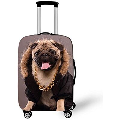 Surwin Zachte elastische beschermhoes, stofhoes, wasbaar, kofferhoes, bagagehoes met ritssluiting, ritssluiting, boksafdekking, luxe pug, L (26-28 pulgadas) Surwin Zachte elastische beschermhoes, stofhoes, wasbaar, kofferhoes, bagagehoes met ritssluiting, ritssluiting, boksafdekking, luxe pug, L (26-28 pulgadas)