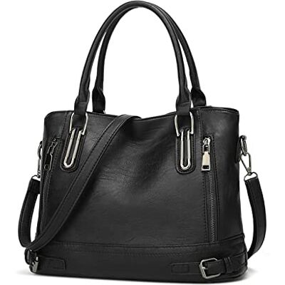 FANDARE Retro handtas voor dames, schoudertassen, PU-leer, waterdicht, voor winkelen, feest, school, reizen, messenger tassen, zwart, L, retro FANDARE Retro handtas voor dames, schoudertassen, PU-leer, waterdicht, voor winkelen, feest, school, reizen, messenger tassen, zwart, L, retro