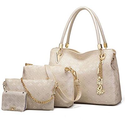 FiveloveTwo Dames mode handtassen PU lederen schoudertassen kwastje print schoudertas tas portemonnee clutches kaartpakket, beige, één maat FiveloveTwo Dames mode handtassen PU lederen schoudertassen kwastje print schoudertas tas portemonnee clutches kaartpakket, beige, één maat