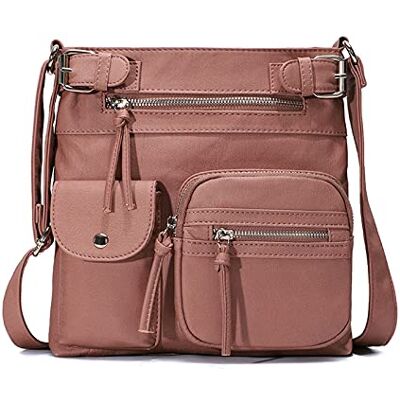 FANDARE Lichtgewicht Schoudertas Handtassen Schoudertassen Vrouwen Schoudertas PU Leer Waterdicht Tiener Draagbare Portemonnee Reizen Werk School Telefoon Crossbody Bag, Roze, L, Elegant FANDARE Lichtgewicht Schoudertas Handtassen Schoudertassen Vrouwen Schoudertas PU Leer Waterdicht Tiener Draagbare Portemonnee Reizen Werk School Telefoon Crossbody Bag, Roze, L, Elegant