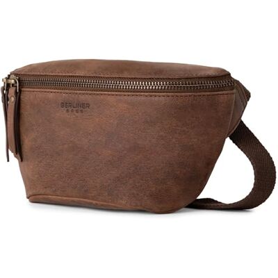 Berliner Bags Noah Vintage heuptas van bruin leer Schoudertas van echt leer voor dames en heren, binnenzak en YKK-ritssluiting, metalen gesp Berliner Bags Noah Vintage heuptas van bruin leer Schoudertas van echt leer voor dames en heren, binnenzak en YKK-ritssluiting, metalen gesp