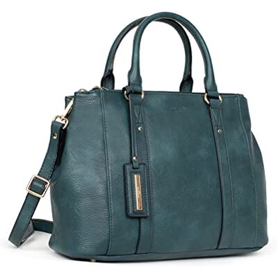 Hexagona Handtas met 2 handgrepen geschikt voor mobiele telefoon voor dames collectie Toscane, petrol blauw Hexagona Handtas met 2 handgrepen geschikt voor mobiele telefoon voor dames collectie Toscane, petrol blauw