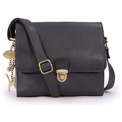 Tigi Schoudertas voor dames van leer Middelgrote tas Tas met meerdere zakken met verstelbare schouderriem DIANA Zwart M Tigi Schoudertas voor dames van leer Middelgrote tas Tas met meerdere zakken met verstelbare schouderriem DIANA Zwart M