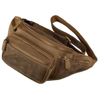 STILORD "Caspar" Grote heuptas van leer, vintage heuptas voor dames en heren, schoudertas, tas voor joggen, festival en reizen, echt leer, kleur: middenbruin STILORD "Caspar" Grote heuptas van leer, vintage heuptas voor dames en heren, schoudertas, tas voor joggen, festival en reizen, echt leer, kleur: middenbruin