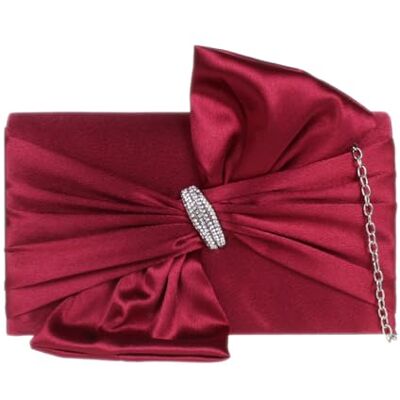 Girly Handbags Dames satijnen clutch voor dames, avondtas met ketting en kristallen broche W 22, H 12, D 6 cm (W 7, H 5, D 2 inches) Girly Handbags Dames satijnen clutch voor dames, avondtas met ketting en kristallen broche W 22, H 12, D 6 cm (W 7, H 5, D 2 inches)