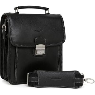 Hexagona Paris Baisenville – voor heren – comfortcollectie – zwart – van generfd rundleer – herentas met schouderriem van leer – schoudertas voor heren, leer, 20,5 x 12 x 23 cm 20,5x12x23 cm Hexagona Paris Baisenville – voor heren – comfortcollectie – zwart – van generfd rundleer – herentas met schouderriem van leer – schoudertas voor heren, leer, 20,5 x 12 x 23 cm 20,5x12x23 cm