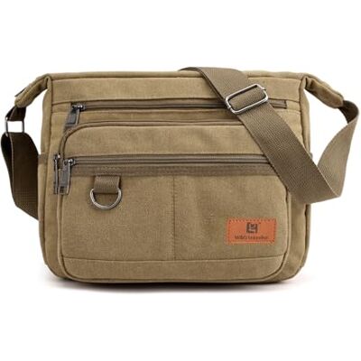 W&G traveler Crossbody Messenger Bag met waterfleshouders, 13 inch laptop-schoudertas, schoudertas, portemonnee met ingebouwde Rfid Blocking Credit Card Slots & Phone Pouch, Multi-Pocket (Khaki) 13 inches W&G traveler Crossbody Messenger Bag met waterfleshouders, 13 inch laptop-schoudertas, schoudertas, portemonnee met ingebouwde Rfid Blocking Credit Card Slots & Phone Pouch, Multi-Pocket (Khaki) 13 inches
