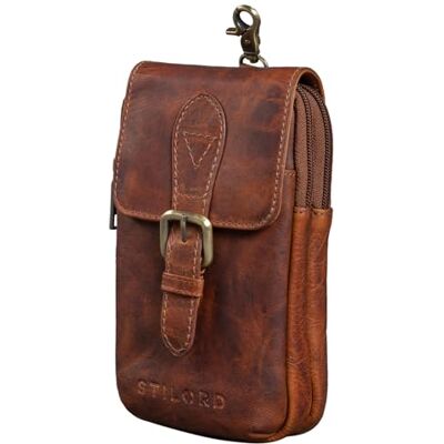 STILORD "Harper" draagbare heuptas vintage heuptas telefoonhouder kleine leren tas voor heren dames voor sport reizen hardlopen echt leer kleur: prestige bruin STILORD "Harper" draagbare heuptas vintage heuptas telefoonhouder kleine leren tas voor heren dames voor sport reizen hardlopen echt leer kleur: prestige bruin