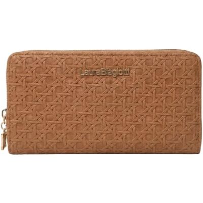 Laura Biagiotti Grote damesportemonnee van PU-leer, gevlochten look, met portemonnee en geschenkdoos, leder, Dubbele ritssluiting Laura Biagiotti Grote damesportemonnee van PU-leer, gevlochten look, met portemonnee en geschenkdoos, leder, Dubbele ritssluiting