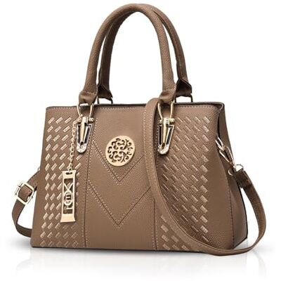 NICOLE & DORIS Dames Handtassen Elegante Schoudertas Rits Handtassen Handtassen Tote Schoudertassen Dames PU Lederen Tas, Khaki, L, Handtas NICOLE & DORIS Dames Handtassen Elegante Schoudertas Rits Handtassen Handtassen Tote Schoudertassen Dames PU Lederen Tas, Khaki, L, Handtas