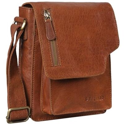 STILORD "Pete" Kleine schoudertas voor heren, vintage boodschappentas, schoudertas, leer, voor tablet van 20 cm, kleur: cognac donkerbruin, Maraska Bruin, M, Schoudertas STILORD "Pete" Kleine schoudertas voor heren, vintage boodschappentas, schoudertas, leer, voor tablet van 20 cm, kleur: cognac donkerbruin, Maraska Bruin, M, Schoudertas