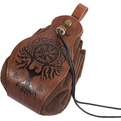 HiiFeuer Middeleeuwse clutch van kunstleer, draagbare tas met trekkoord, vintage riemtas, portemonnee en dice, voor LARP/Halloween kostuum, Feniks, Modern HiiFeuer Middeleeuwse clutch van kunstleer, draagbare tas met trekkoord, vintage riemtas, portemonnee en dice, voor LARP/Halloween kostuum, Feniks, Modern