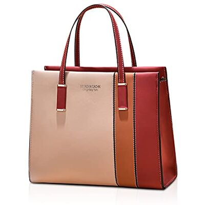 FANDARE Elegante handtas, schoudertas, boodschappentassen, dames, PU-leer, waterdicht, schooltas, schoudertas, winkelen, school, reizen, schouderkleding, rood, L, elegant FANDARE Elegante handtas, schoudertas, boodschappentassen, dames, PU-leer, waterdicht, schooltas, schoudertas, winkelen, school, reizen, schouderkleding, rood, L, elegant