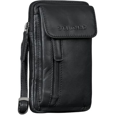STILORD "Mael" 2-in-1 schoudertas voor heren, leer, kleine tas, mobiele telefoon, riem, heren, mini-tassen, vintage, crossbody tas, heren, echt leer, kleur: zwart, zwart., S, Schoudertas STILORD "Mael" 2-in-1 schoudertas voor heren, leer, kleine tas, mobiele telefoon, riem, heren, mini-tassen, vintage, crossbody tas, heren, echt leer, kleur: zwart, zwart., S, Schoudertas