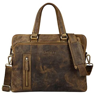 STILORD 'Lory' werktas voor dames, vintage zakelijke tas met 13,3 inch laptopvak, schoudertas, mooie aktetas voor werk, van echt leer, Bruin STILORD 'Lory' werktas voor dames, vintage zakelijke tas met 13,3 inch laptopvak, schoudertas, mooie aktetas voor werk, van echt leer, Bruin
