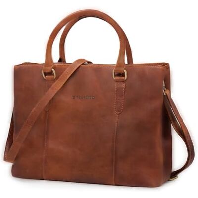 STILORD "Lexa" Grote leren handtas voor dames, vintage, schoudertas, shopper, messenger, leren tas, kantoor, hengtas, echt leer, kleur: namibia bruin STILORD "Lexa" Grote leren handtas voor dames, vintage, schoudertas, shopper, messenger, leren tas, kantoor, hengtas, echt leer, kleur: namibia bruin