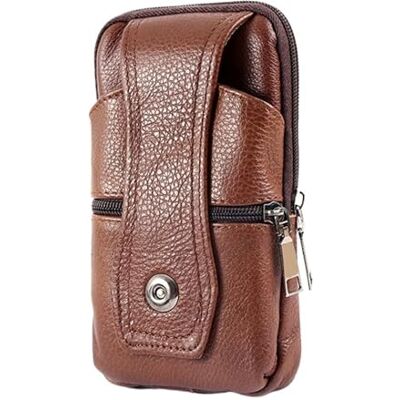 ZNTIHZ Echt lederen telefoontas voor heren, heuptas voor telefoon, handtas voor heren, kleine borsttas, schoudertas, leren tassen voor dagelijkse reizen, B-bruin ZNTIHZ Echt lederen telefoontas voor heren, heuptas voor telefoon, handtas voor heren, kleine borsttas, schoudertas, leren tassen voor dagelijkse reizen, B-bruin