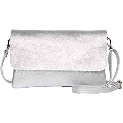 AmbraModa GLX11 Dames crossbodytas, clutch, telefoontas van echt leer met afneembaar en verstelbare schouderriem, passend voor mobiele telefoons en tablets tot 7 inch. (Zilver) 24 x 14 cm AmbraModa GLX11 Dames crossbodytas, clutch, telefoontas van echt leer met afneembaar en verstelbare schouderriem, passend voor mobiele telefoons en tablets tot 7 inch. (Zilver) 24 x 14 cm