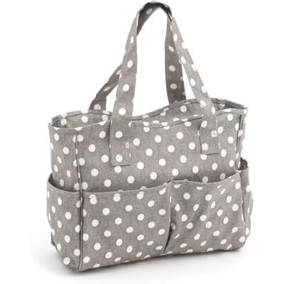 Hobby Gift Exclusieve knutseltas, schoudertas, gebreide tas, garenopslag, schoolrugzak, 13 x 36 x 31 cm, grijze stippen Hobby Gift Exclusieve knutseltas, schoudertas, gebreide tas, garenopslag, schoolrugzak, 13 x 36 x 31 cm, grijze stippen